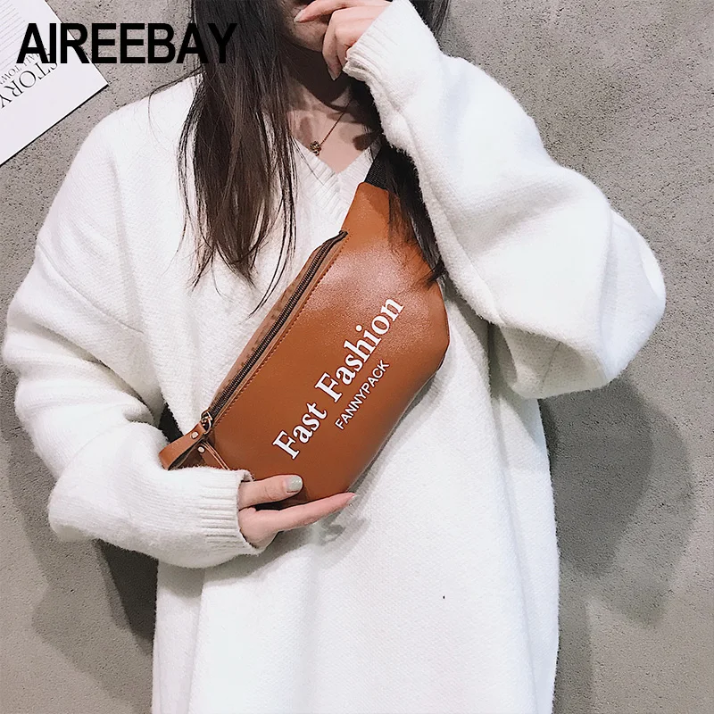 Модная женская поясная сумка AIREEBAY черные женские поясные сумки маленькая из