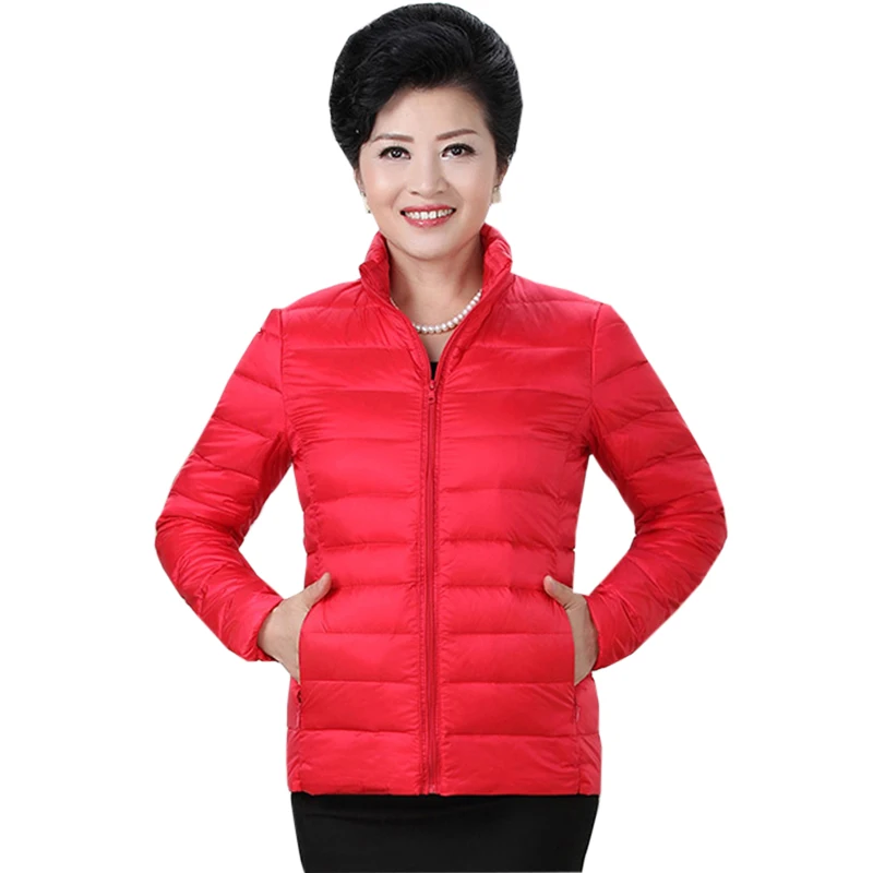 

2018 Autumn Winter Light Thin Down Coats Female Plus Size Casual Pockets Down Jackets Women 90% White Duck Down Outwear FP0947