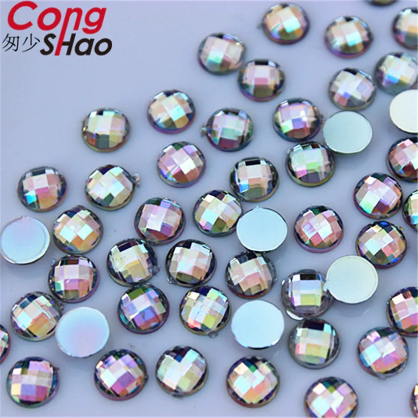 Cong Shao 500 шт. 6 мм 3D накладные ногти AB цвет круглая задняя сторона искусственная