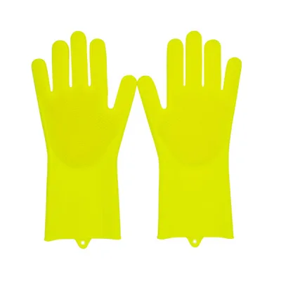 Yellow Пара волшебных силиконовых перчаток для мытья посуды кухонные аксессуары перчатки для мытья посуды бытовые инструменты для чистки автомобиля щетка для домашних животных - Цвет: Yellow
