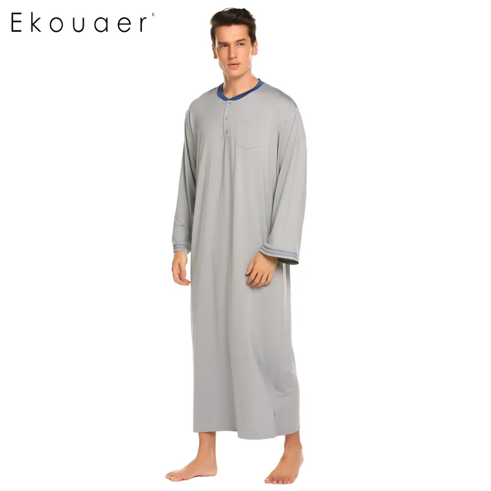 Ekouaer мужские топы для сна, одежда для сна с длинным рукавом, свободные длинные рубашки для сна, одежда для сна для мужчин размера плюс, домашняя одежда, ночные рубашки, M-XXL