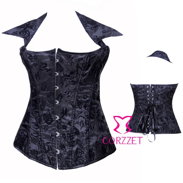 Женский корсет черный с цветочным узором | Женская одежда
