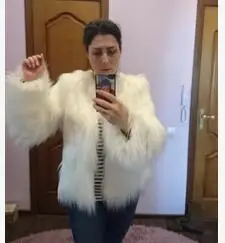Высокий класс 6XL Большие размеры Для женщин зимнее пальто с искусственным мехом куртки розовый черный мех пальто куртки Для женщин теплая Искусственный мех верхняя одежда - Цвет: Белый