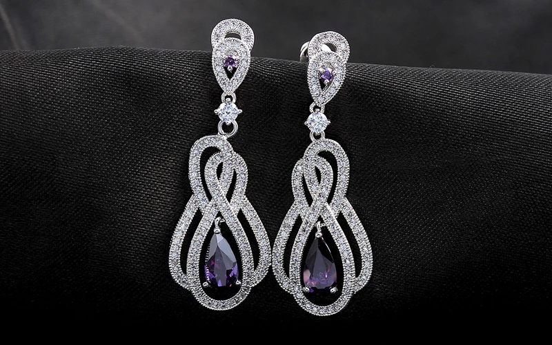 European style Long Earring 925 Sterling Silver Top Cubic Zircon Earings For Women Fashion Engagement Jewelry | Украшения и