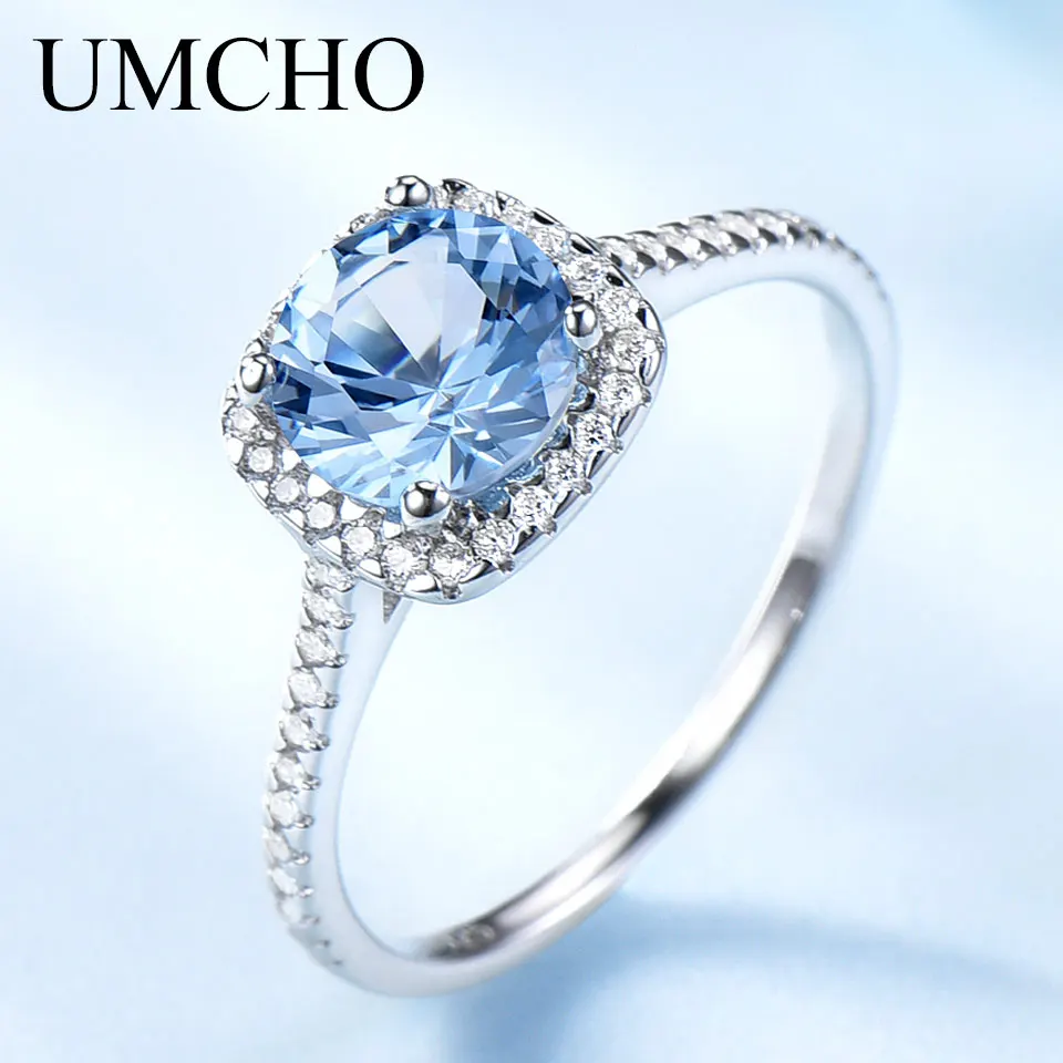 Романтические кольца UMCHO из настоящего серебра 100% Φ свадебное кольцо с круглым
