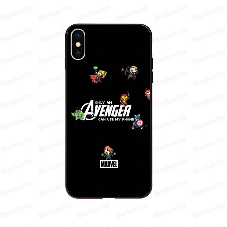 Babaite Marvel Новое поступление черный чехол для мобильного телефона Apple iPhone 8 7 6 6S Plus X XS