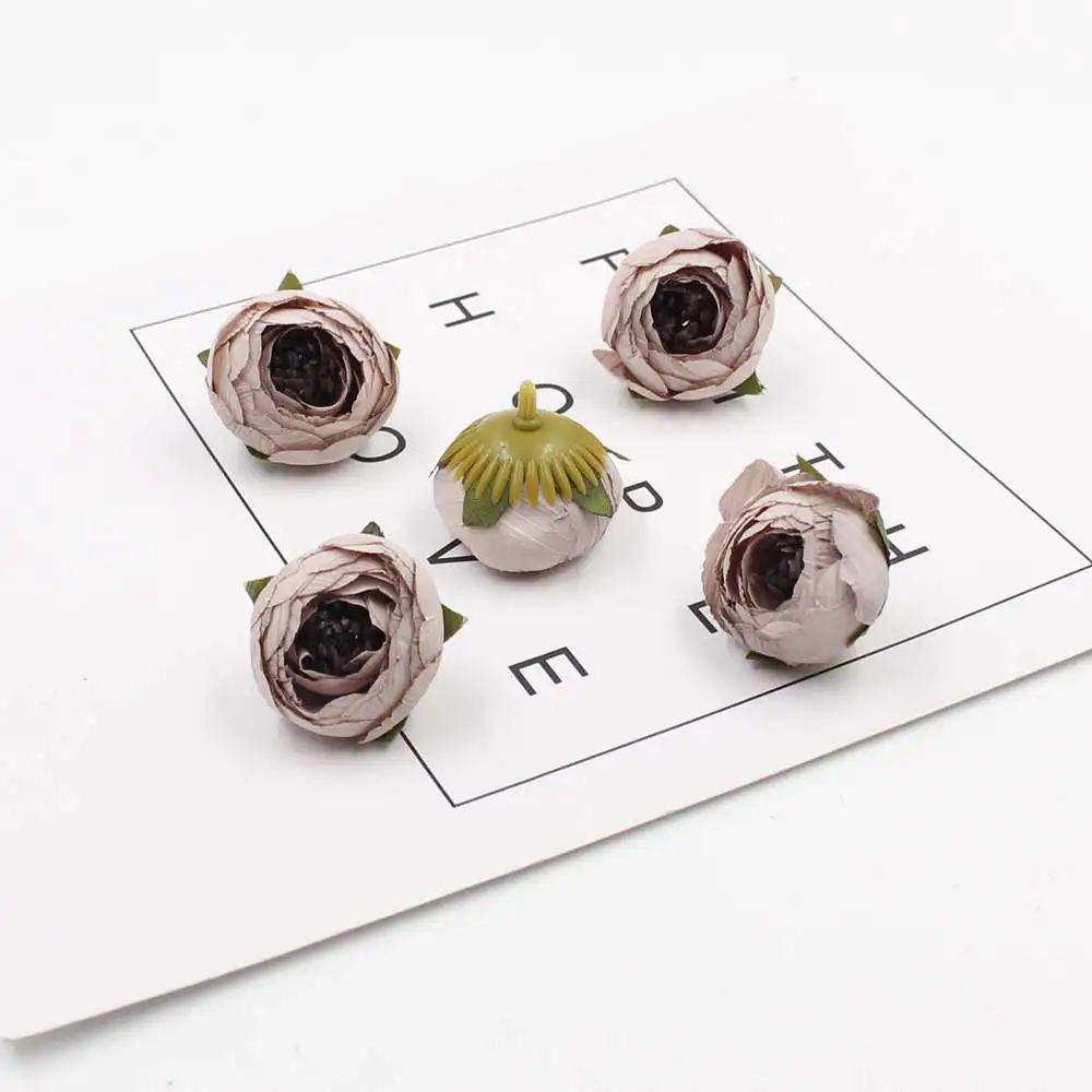 Light purple 5 шт., высокое качество, 3 см, новинка, искусственный шелк, розовый чай, бутон, цветок, свадебное украшение, сделай сам, подарок, гирлянда, скрапбукинг, ремесла - Цвет: Light purple