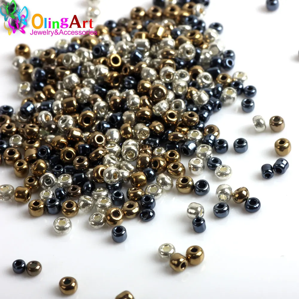 

OlingArt 2MM 1700pcs Metal mixed multicolor Spacer Glass Seed beads DIY women earrings Bracelet choker necklace jewelry making