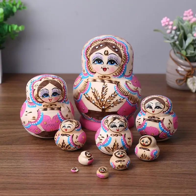 Коричневый 8 шт./набор, липа, Русская Матрешка, медведь, ухо, Матрешка, куклы, подарок, русская традиционная особенность, этнический стиль, унисекс, куклы - Цвет: Коричневый