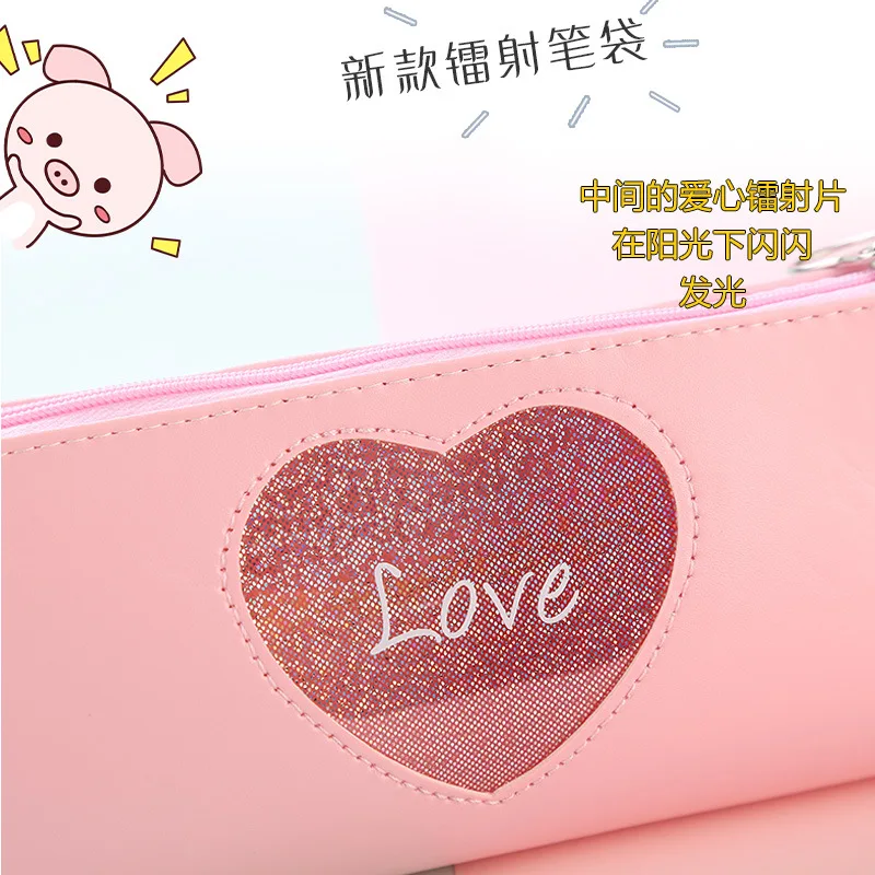 1 шт. Kawaii из искусственной кожи чехол Лазерная любовь Хэлло Китти школьный пенал