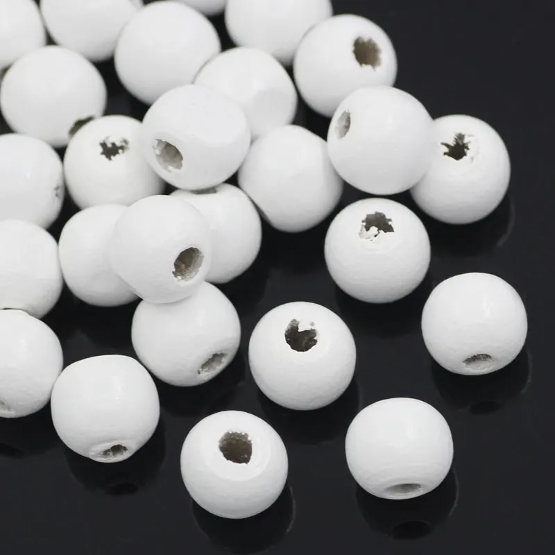 

200 PCs Doreen Box Wood Spacer Beads Round White Dyed 10mm Dia. Wooden Bead For DIY Jewelry Making Accessories,Hole: 3mm
