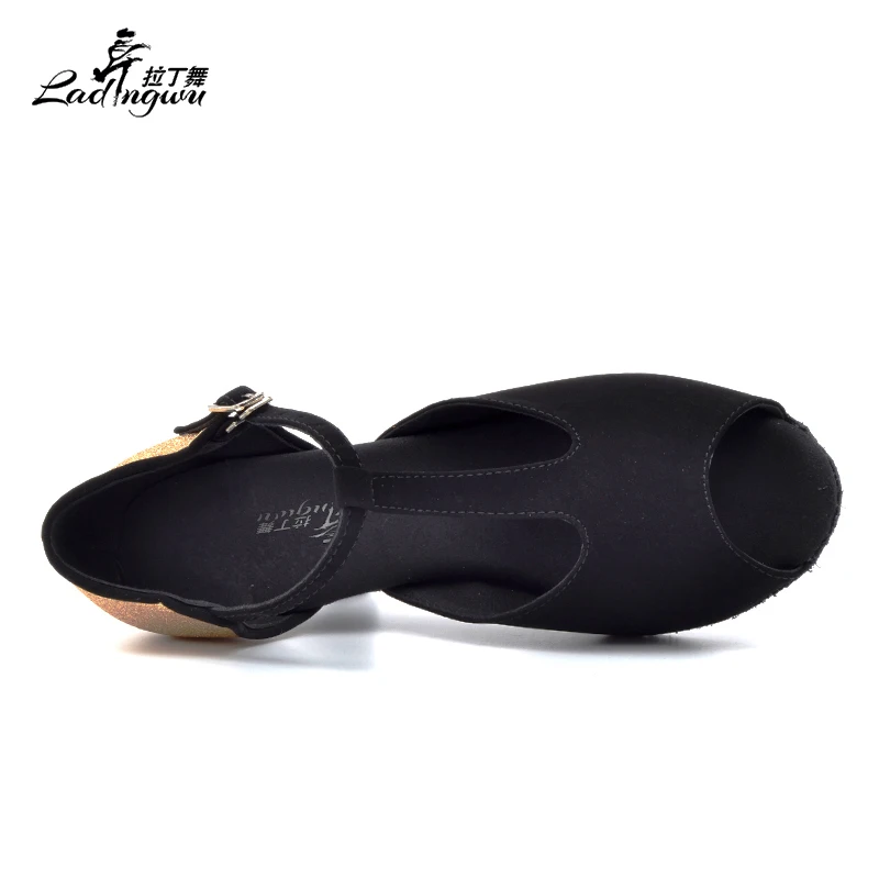 Ladingwu/черная фланелевая обувь золотистого цвета zapatos de baile latino mujer Обувь для