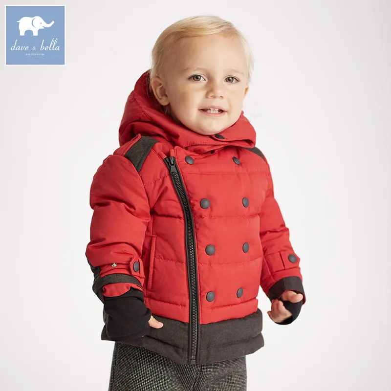 Детский пуховик с капюшоном на белом утином пуху|dave bella|kids padded coatskids winter outerwear |