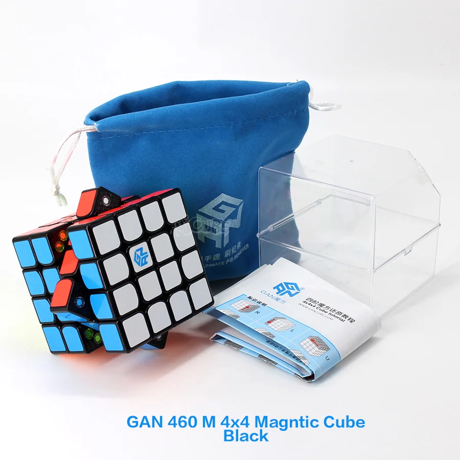Магнитный кубик GAN 460 м 4x4, магические кубики 4x4x4 Gan 460 M speed Gan460 M Cubo Magico 4*4, профессиональный кубик Гань без наклеек - Цвет: GAN 460M-Black