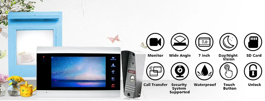 Homefong 1200TVL HD видеодомофон домофон с дверной звонок с записью данных камера широкий угол обнаружения движения ночное видение