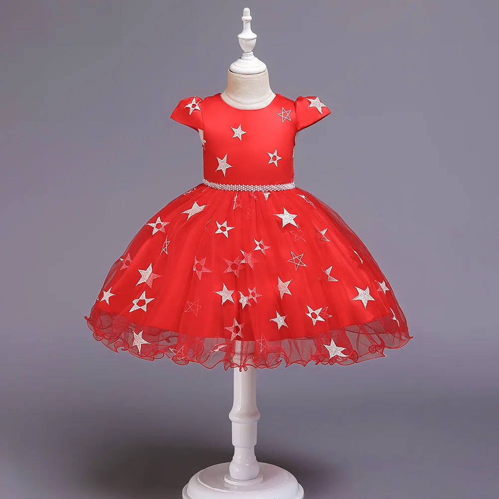 Girls Christmas Costume Star embroidery Girl Dress Wedding Party Dresses Baby Mesh Formal Halloween For Kids | Детская одежда и