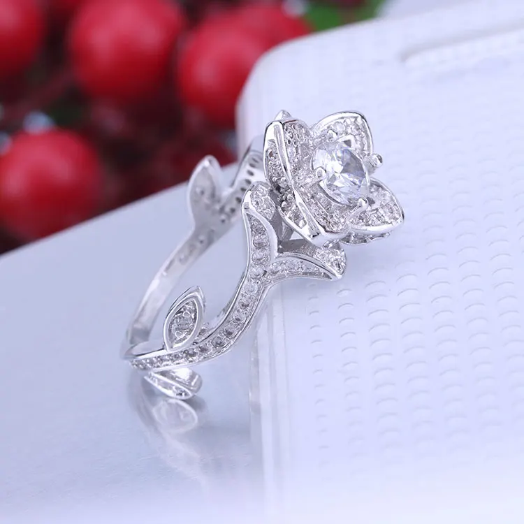 Best selling real sterling silver micro pave stones flower ring designs women rings | Украшения и аксессуары