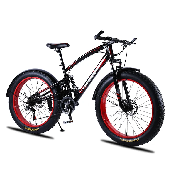 21 speed Black red Любят свободу высокое качество велосипеда 7/21/24/2 7 Скорость 26*4,0 с крупными покрышками для езды по передние и задние амортизаторы двойной дисковый тормоз амортизационная вилка для велосипеда - Цвет: 21 speed Black red