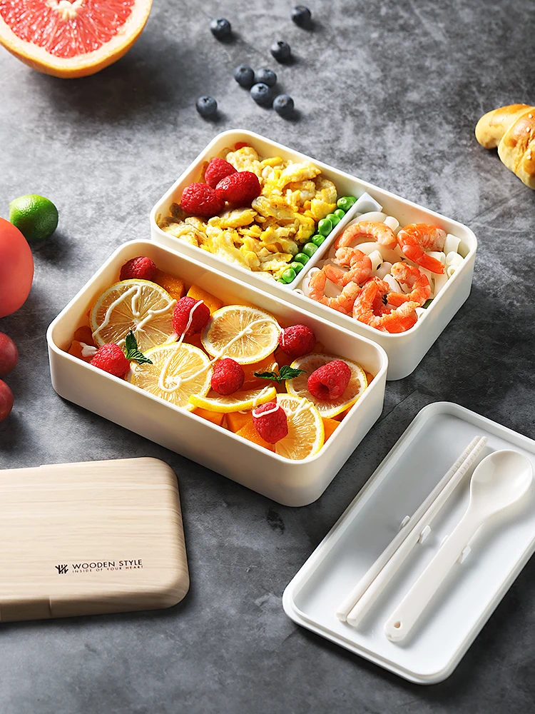 2 Слои микроволновая печь Коробки для обедов японские деревянные бенто ланч бокс для детский пищевой контейнер для хранения Портативный Школьный набор для пикника с сумки для ланча 1200 мл