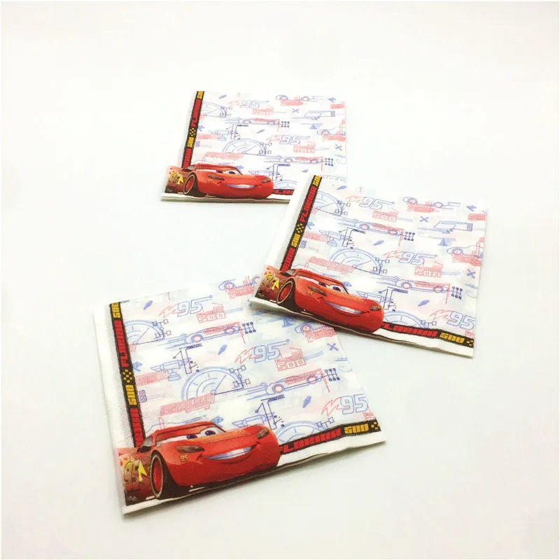 10 шт./лот бумажные салфетки Disney Cars Theme Lightning McQueen свадебные вечерние на день