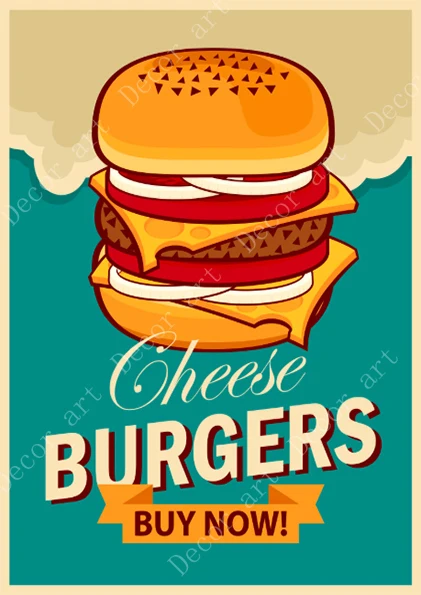 Гамбургерные рекламные объявления холст живопись винтажные настенные картины