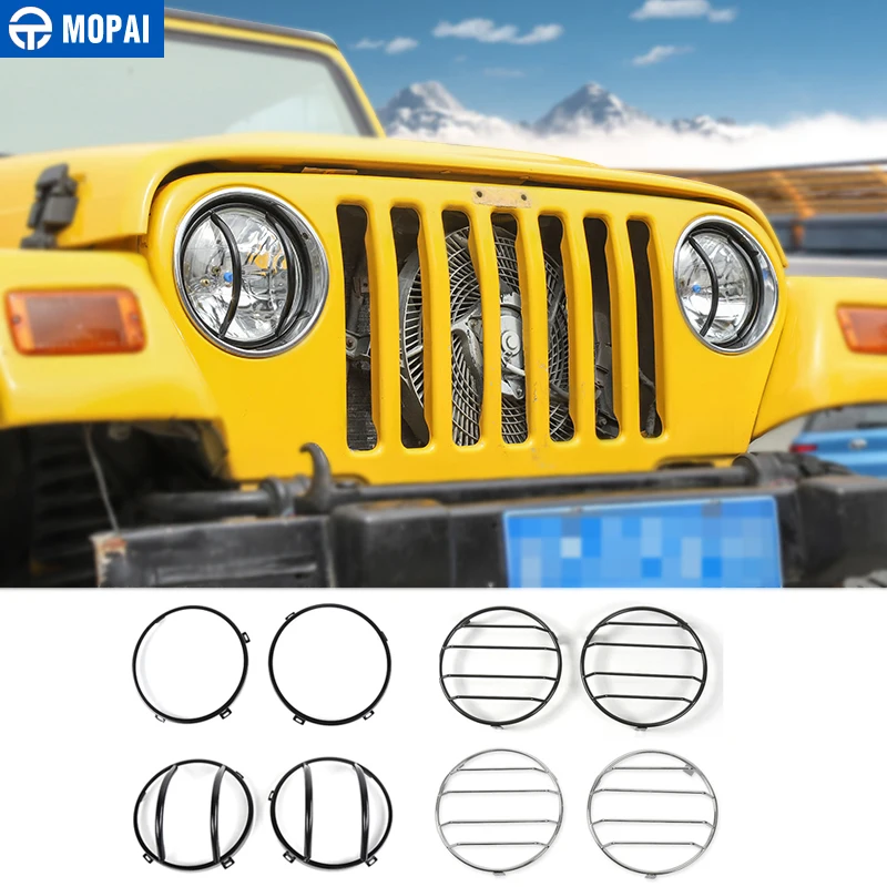 MOPAI колпак лампы для Jeep Wrangler TJ 1997-2006 металлический кронштейн для передней фары автомобиля, декоративные аксессуары для автомобиля