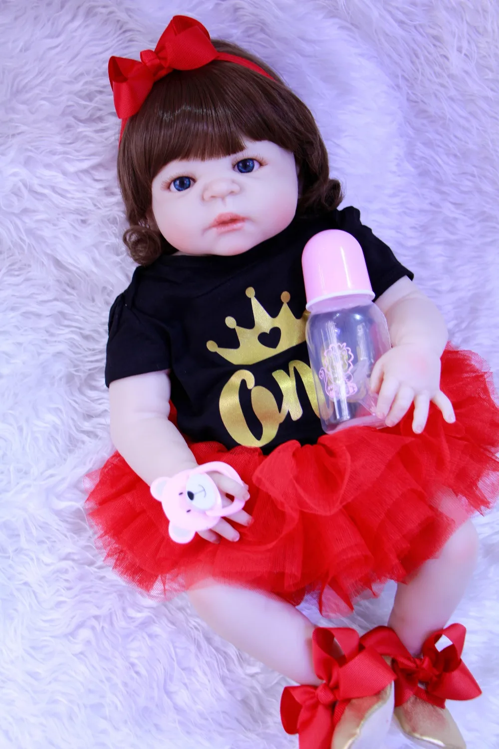 23 &quot57 см полный силиконовые возрождается для маленьких девочек куклы Bebe