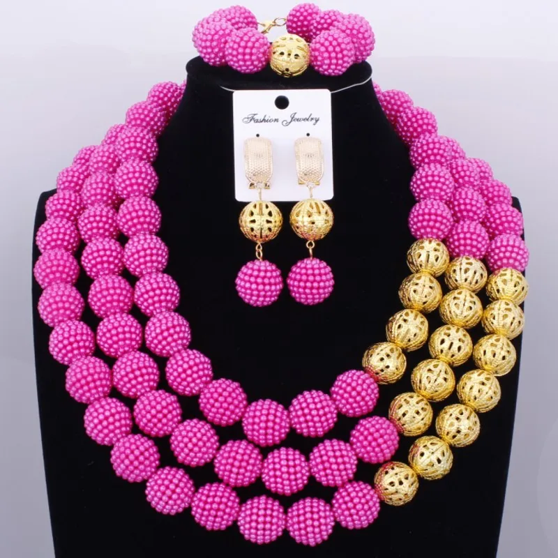 Романтичный жемчужный шар и ожерелье с золотым покрытием 2018 комплект ювелирных