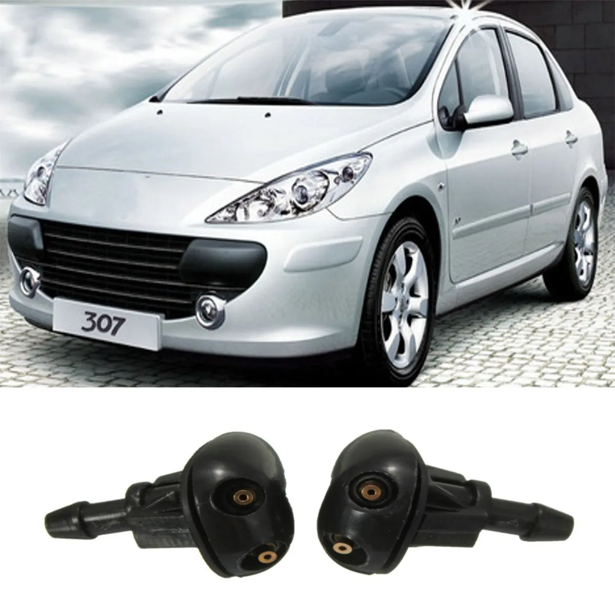 2 шт. передний спрей для ветрового стекла тип тумана форсунки мойки воды Peugeot