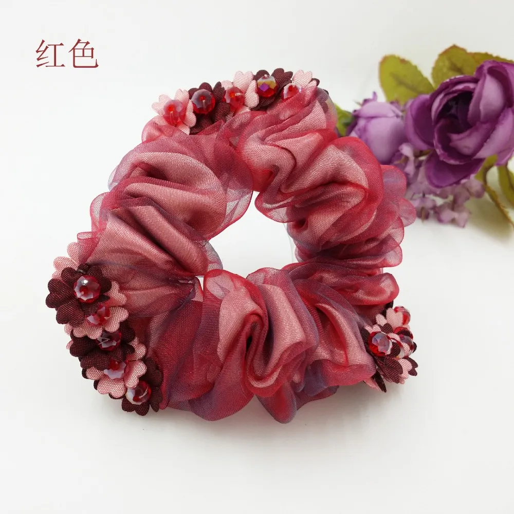 1 шт. Женские аксессуары для волос девочек и женщин ткань органза Резинка супер