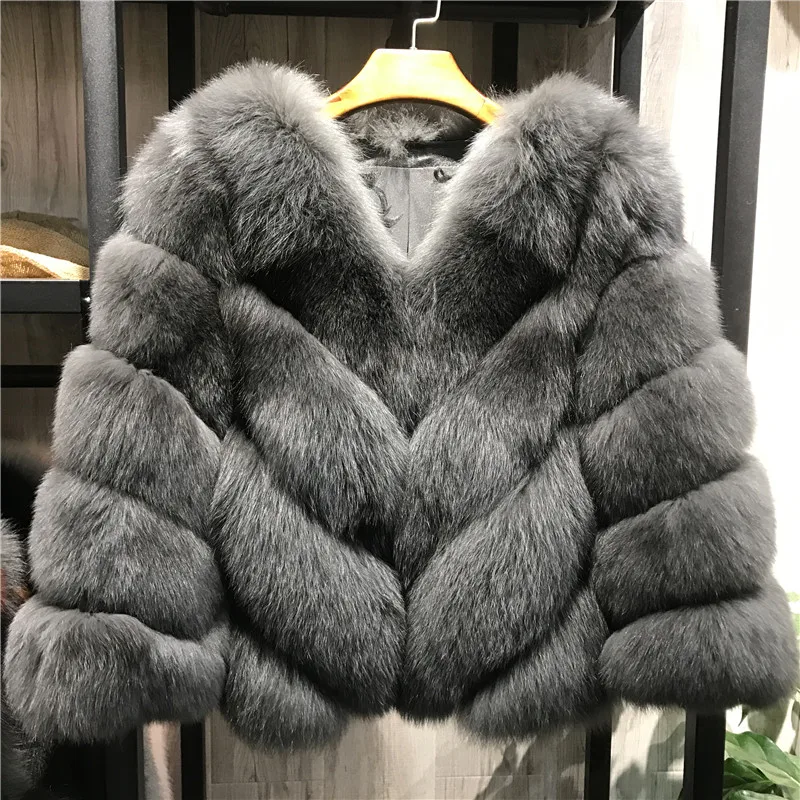 Женская куртка из натурального Лисьего меха, женская шуба из натурального Лисьего меха, зимняя верхняя одежда