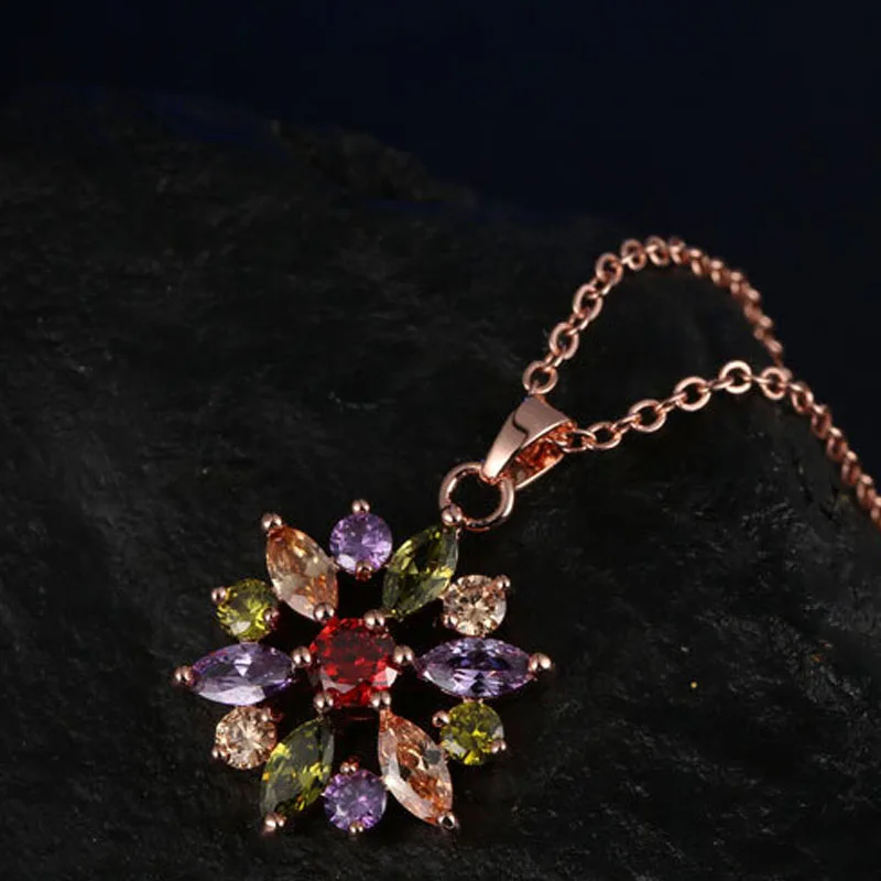 RLOPAY женские Уникальные Цветочные Ювелирные наборы ожерелье кулон серьги