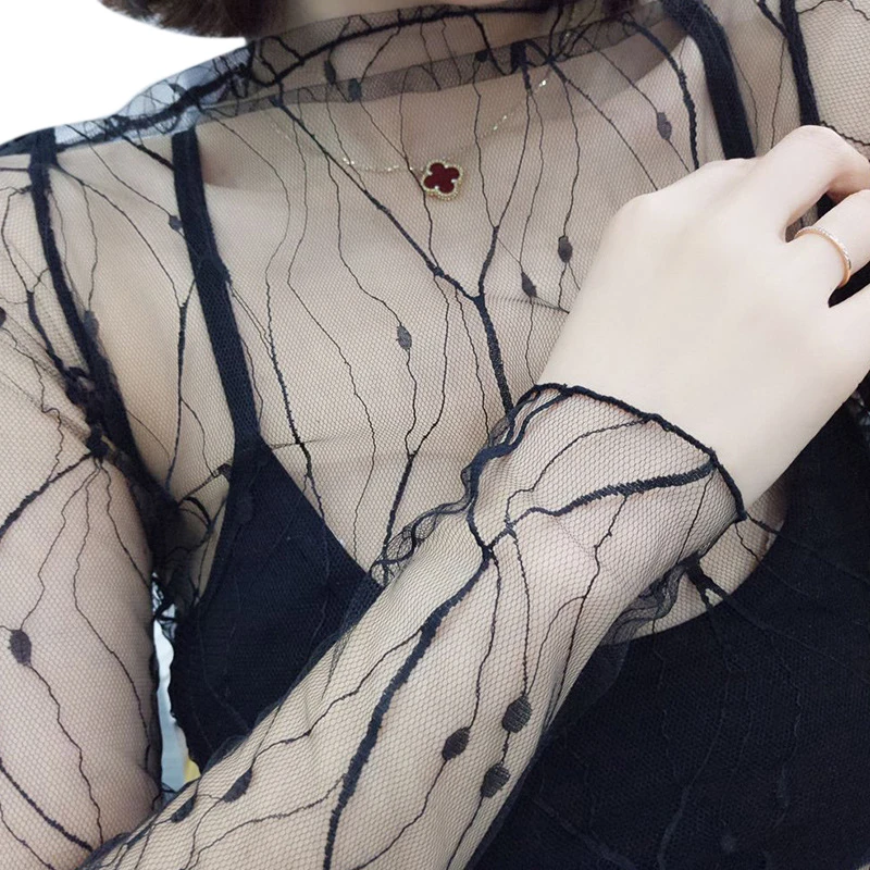 Женские пикантные сетчатые топы прозрачная блузка Женская Офисная рубашка с