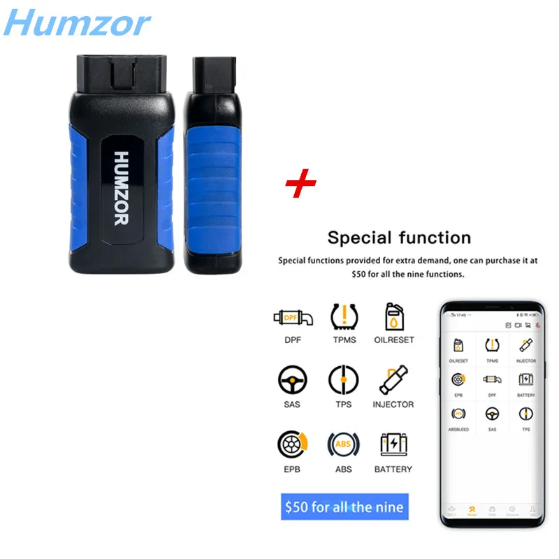 Серый HUMZOR NexzDAS Lite полная система Bluetooth диагностический инструмент для Android - Цвет: Серый