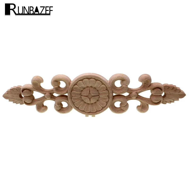 

RUNBAZEF деревянная резная длинная аппликация, рама угловая накладка Неокрашенная мебель домашний декор украшения аксессуары дверь деко фигур...
