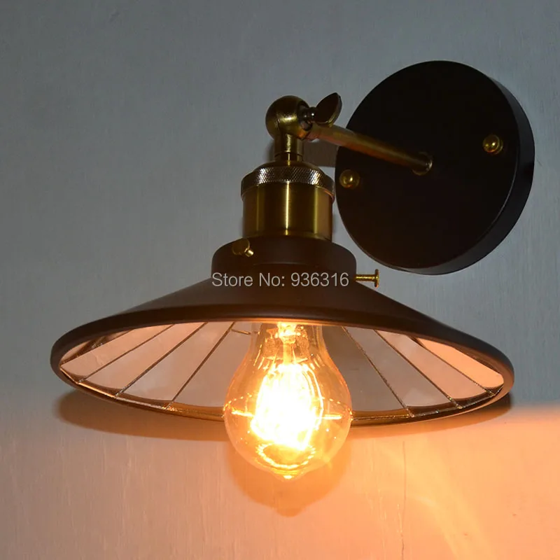 Blueking Античная Винтаж зеркало настенный светильник промышленные металлические