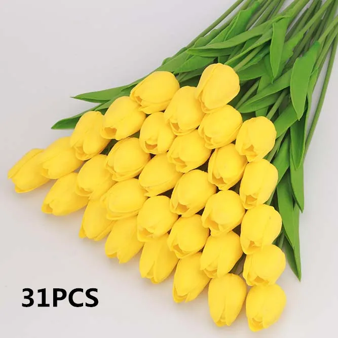 yellow Zonaflor тюльпан искусственные цветы аксессуары 31 шт. из искусственной и натуральной Touch Букеты свадебные декоративные цветы ручной работы, украшения дома свадьбный декор растения искуственные для декора - Цвет: yellow