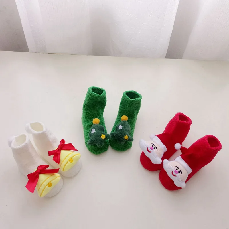 Детские рождественские носки 0 12 мес. толстые для младенцев милая мультяшная
