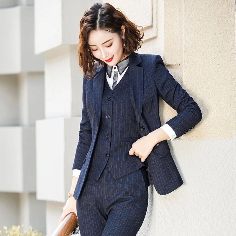 Women suits Slim spring stripe Blazers Pants 2-piece set OL Formal Business pants Woman 9819 | Женская одежда