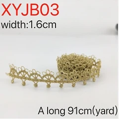 XYJB03 2 ярда ширина 1,6 см золотое Кружево DIY Лолита Швейные аксессуары для одежды отделка края Свадебное кружево материал кружева quenn платье - Цвет: XYJB03