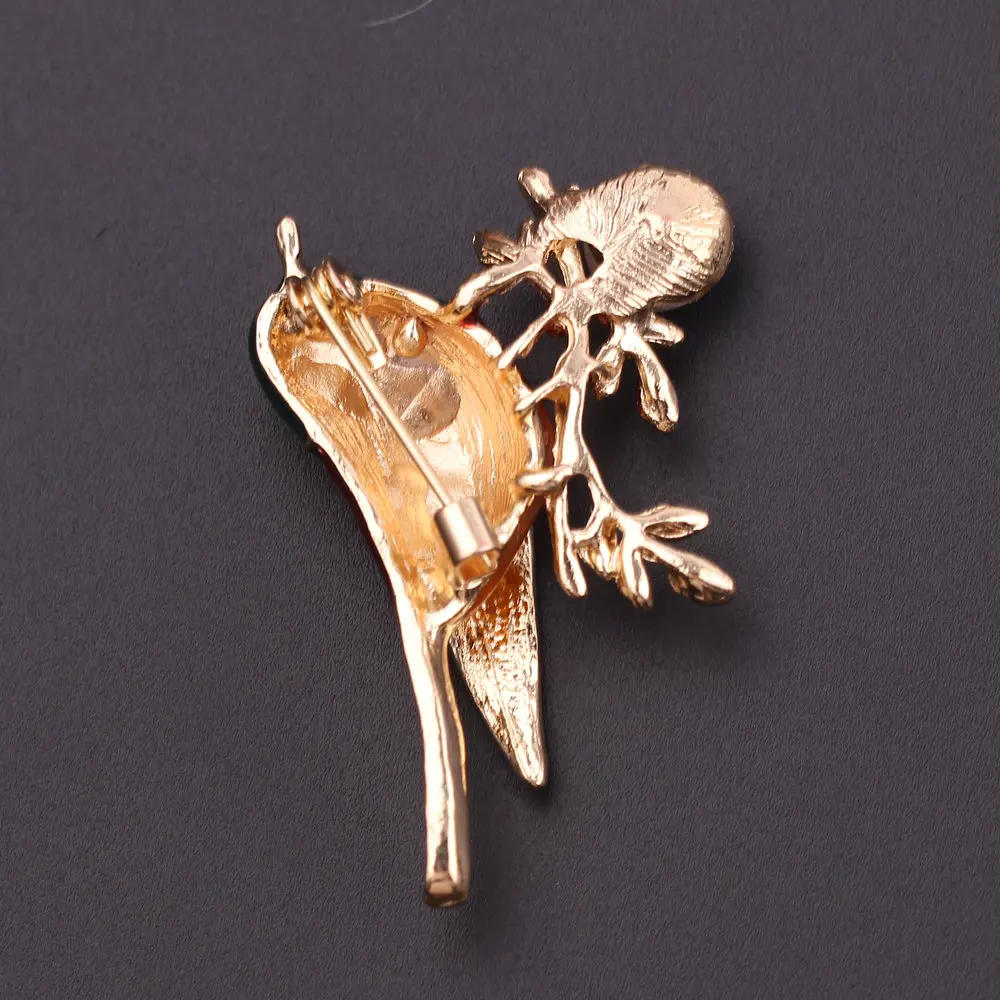 Стразы Эмаль красочная Иволга птица ветка Брошь Хрустальный жемчуг для женщин