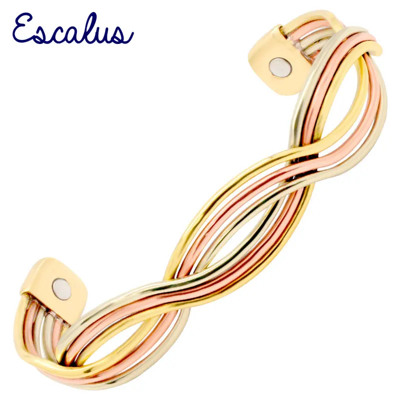

Escalus 3-Tone Unisex Gift Gold Silver Copper Bangle Magnetic Pattern Jewelry