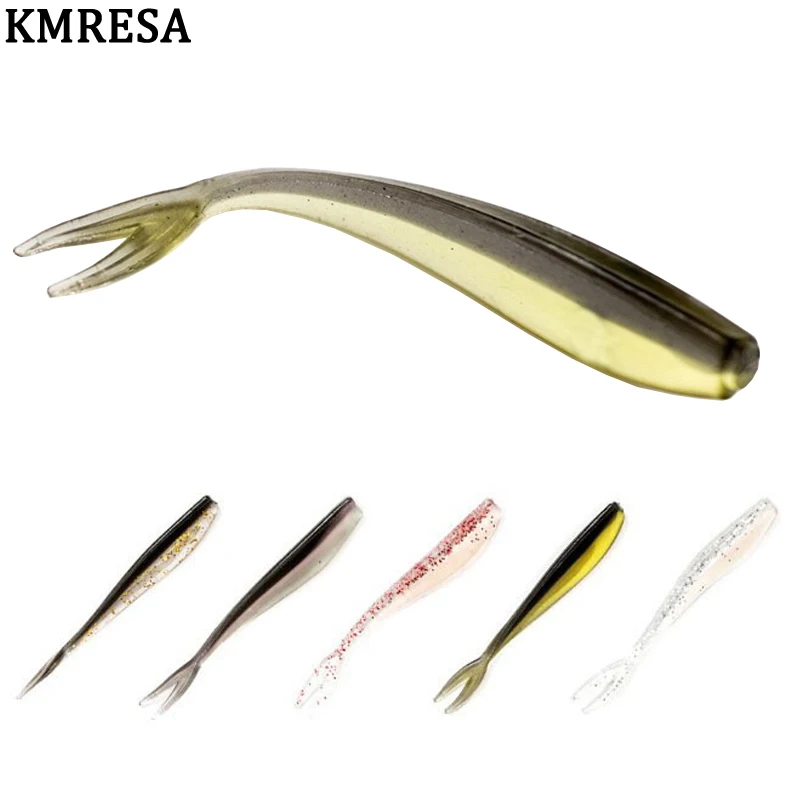 

12pcs / lot 70mm 1.3g Double Colors Pesca Soft Fishing Lure Tiddler Bait Lures Fishing Tackle Forked Tail Soft Bait