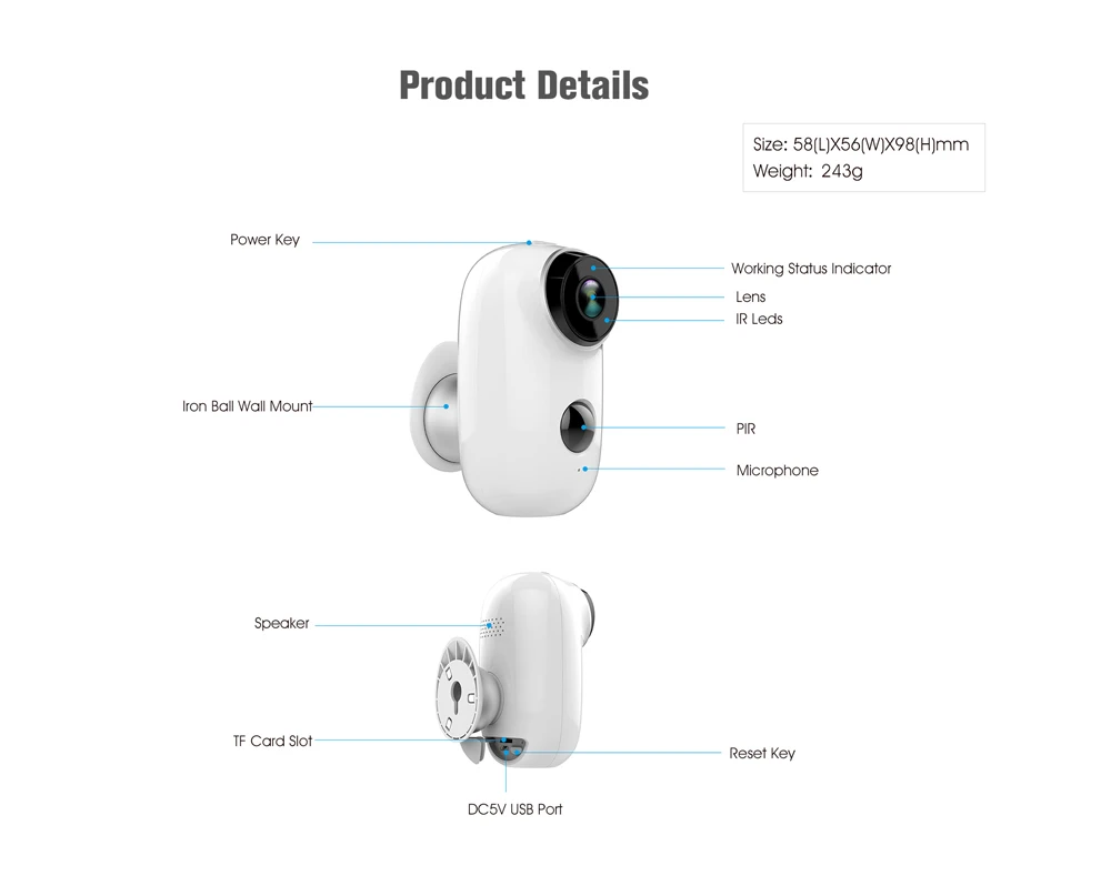 Wi-Fi, Беспроводной HD 720P Батарея IP Камера сетевая камера безопасности дома 2-полосная видео на открытом воздухе IP65 с Панели солнечные камера ip Камера