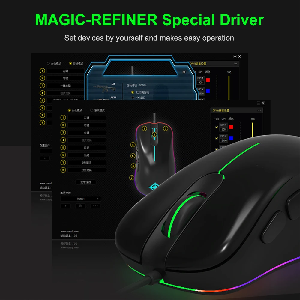 MAGIC-REFINER MG10 мышь Проводная игровая USB RGB свет профессиональная 12400 точек/дюйм