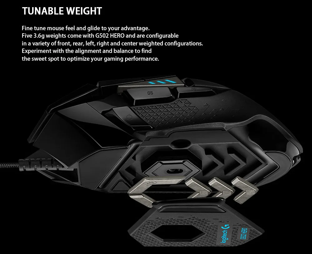 Оригинальная высокопроизводительная игровая мышь logitech G502 HERO, двигатель HERO с 16000 dpi, программируемая Настройка LIGHTSYNC RGB GAMER