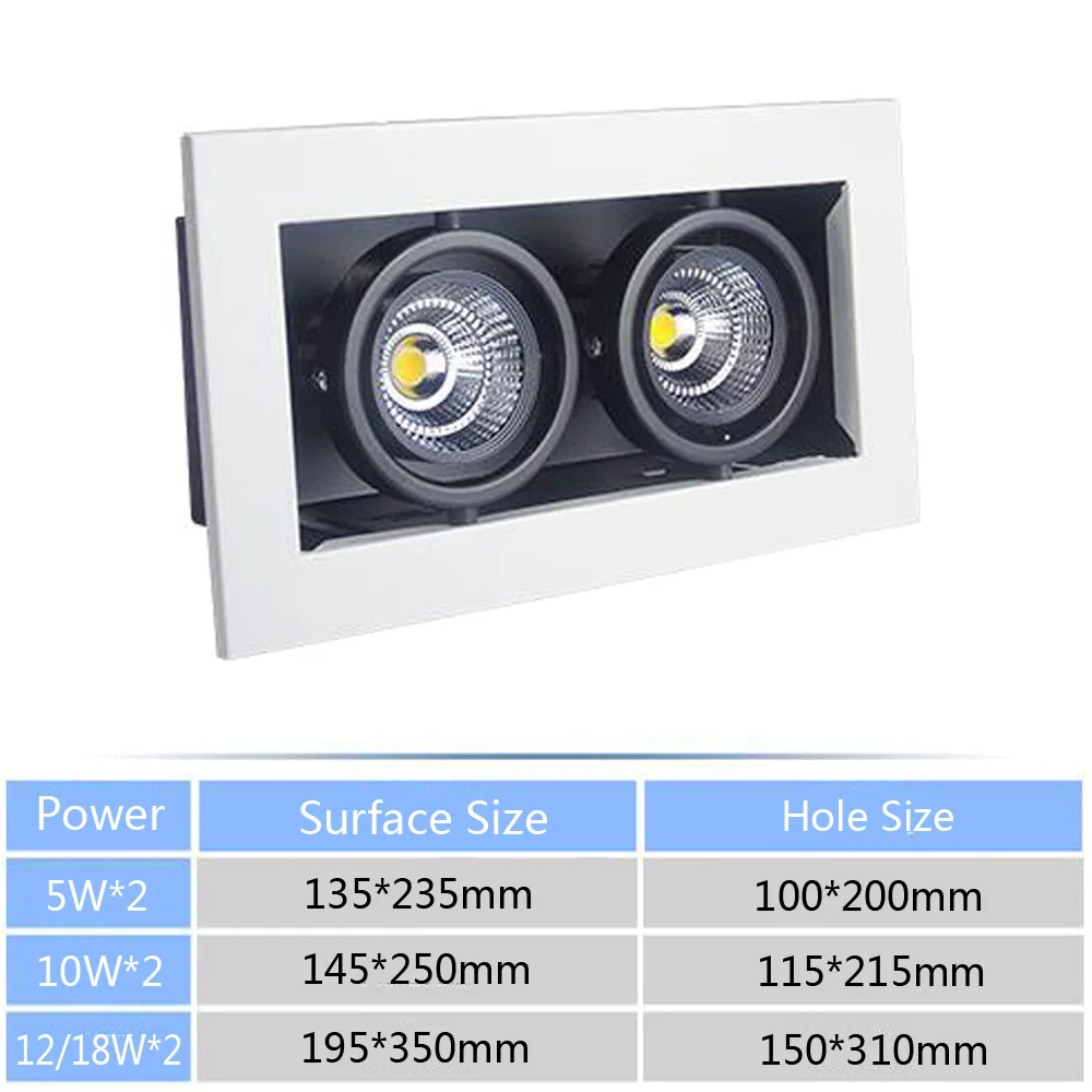 Cob led дерзкая лампа 5 Вт 10 Вт 12 Вт 18 Вт Встроенный потолочный двойной глаз горох прожектор три фары Антибликовая решетка осветительной лампы