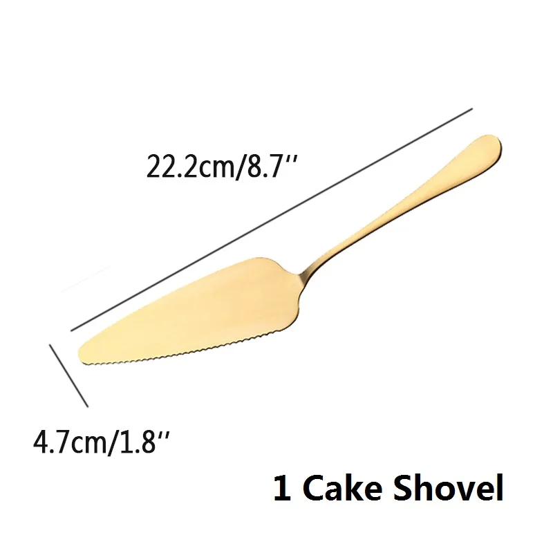 1pc Cake Shovel Золотой торт Лопата нож, вилка, набор 18/10 нержавеющая сталь десертный торт лопатка салат фрукты Мини-вилки золотые столовые приборы набор посуды - Цвет: 1pc Cake Shovel