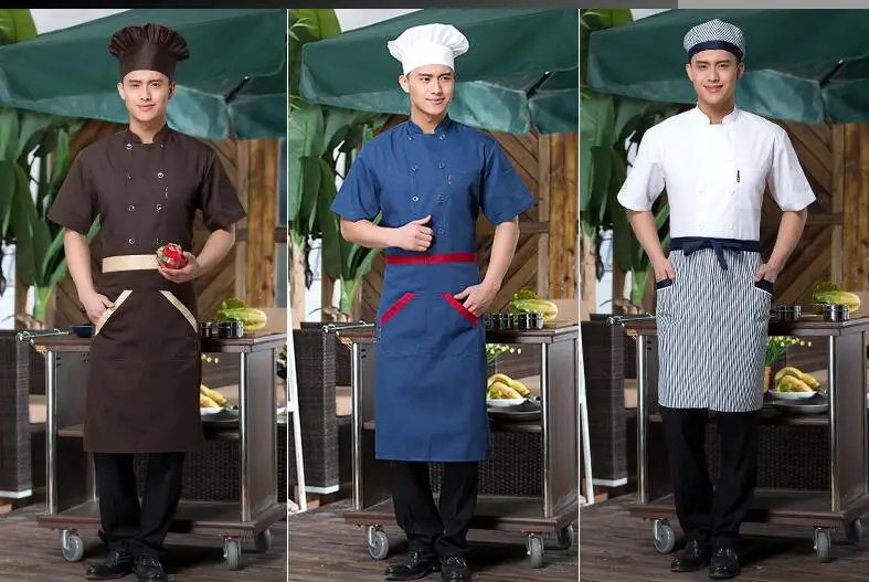 Горячая унисекс короткий рукав повара костюм Ресторан Рабочая одежда отель шеф