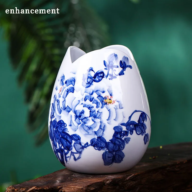 Керамическая гидропонная ваза Jingdezhen ручная роспись сине-белая фарфоровая форма